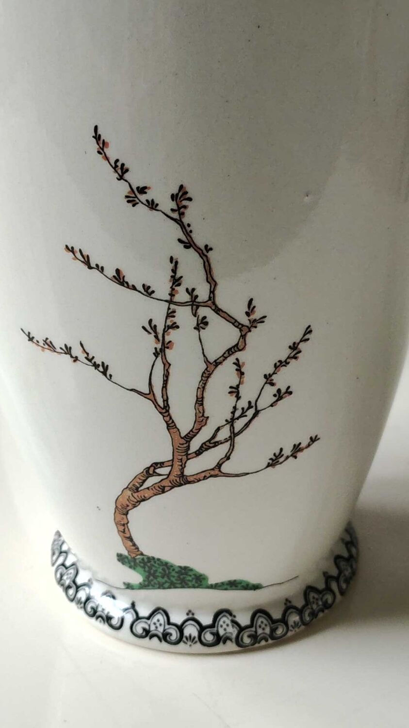 Chinese baluster vase. in glazed ceramic. geisha/wilderness motifs. stamped. high 32 cm