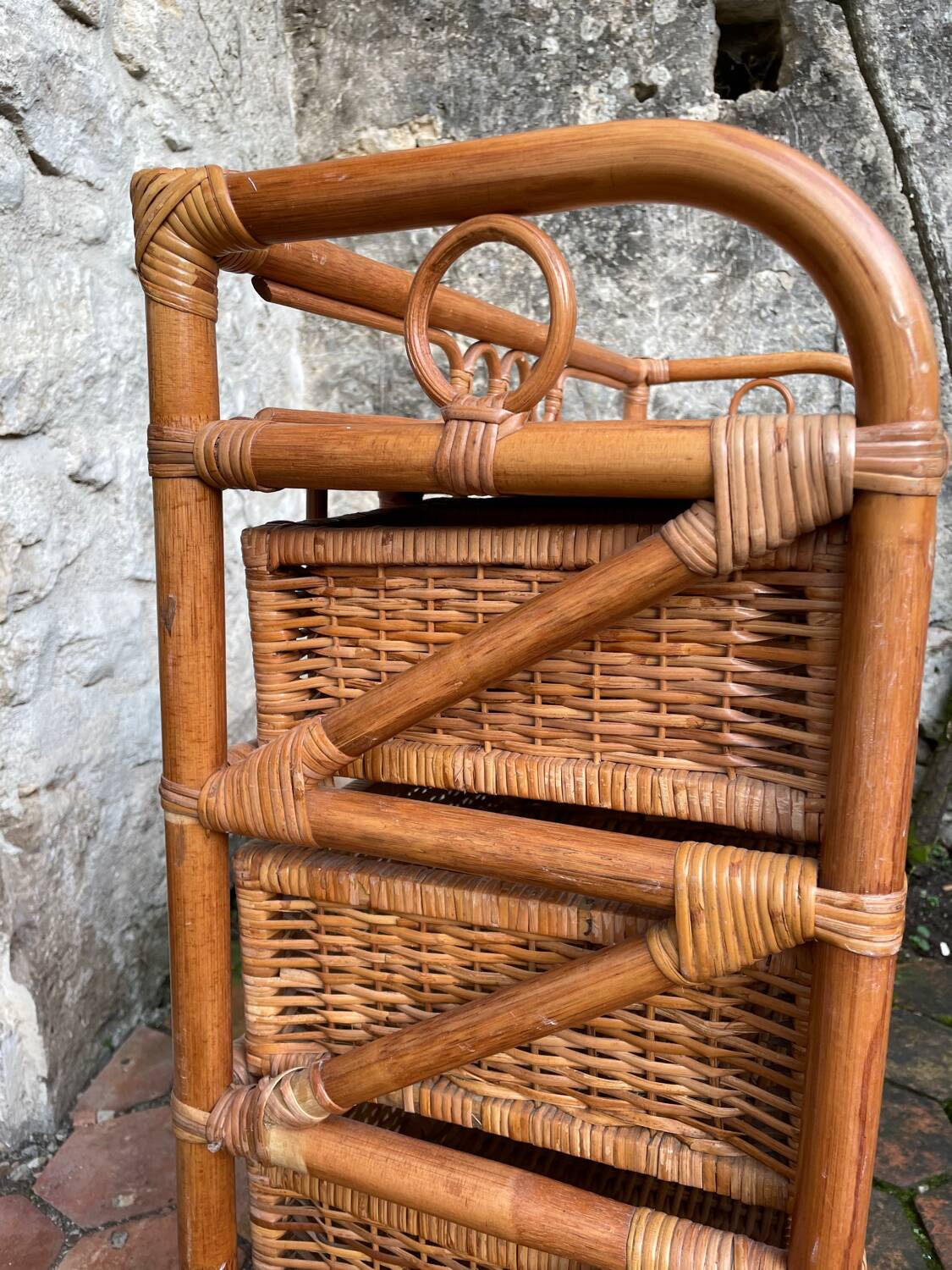 Vintage rattan chest of drawers