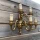 Large Pair of Dutch Style 5-Branch Wall Lights in Brass, Gilded Bronze, 19th Century