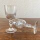 2 white wine stemmed glasses in ribbed glass from the 19th century