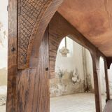 Oak console with white marble top 1970
