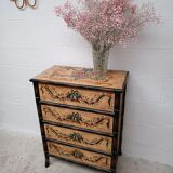 Venetian-style painted wood and bamboo chest of drawers