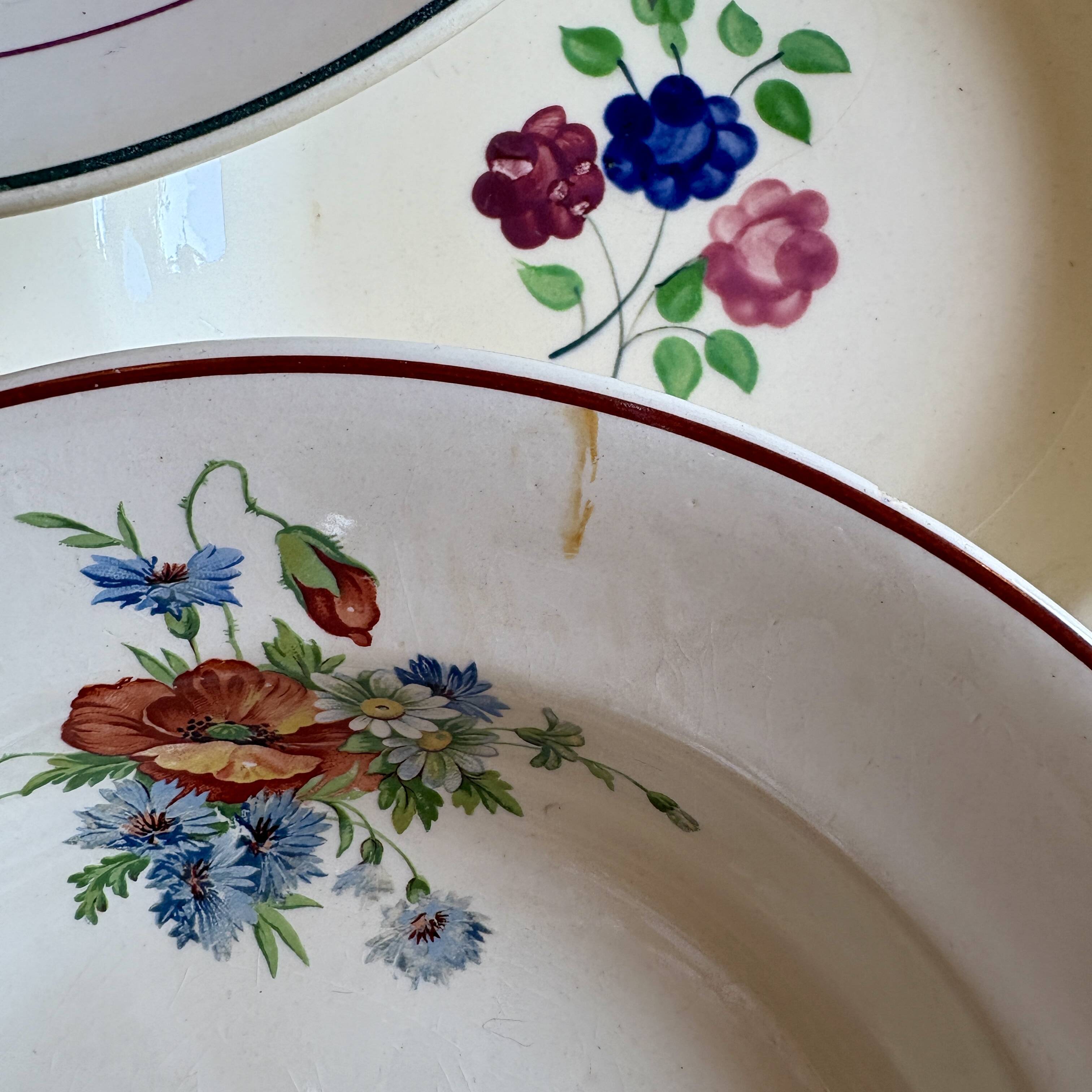 Set of 10 mismatched vintage soup plates