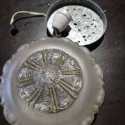 Wall ceiling lamp ø 21 cm frosted and amber glass 1960s moulded