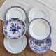 6 mismatched antique blue and white dinner plates – earthenware, porcelain