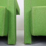 Set of 2 green "utrecht" lounge chairs Gerrit Rietveld for Cassina, 1980's italy