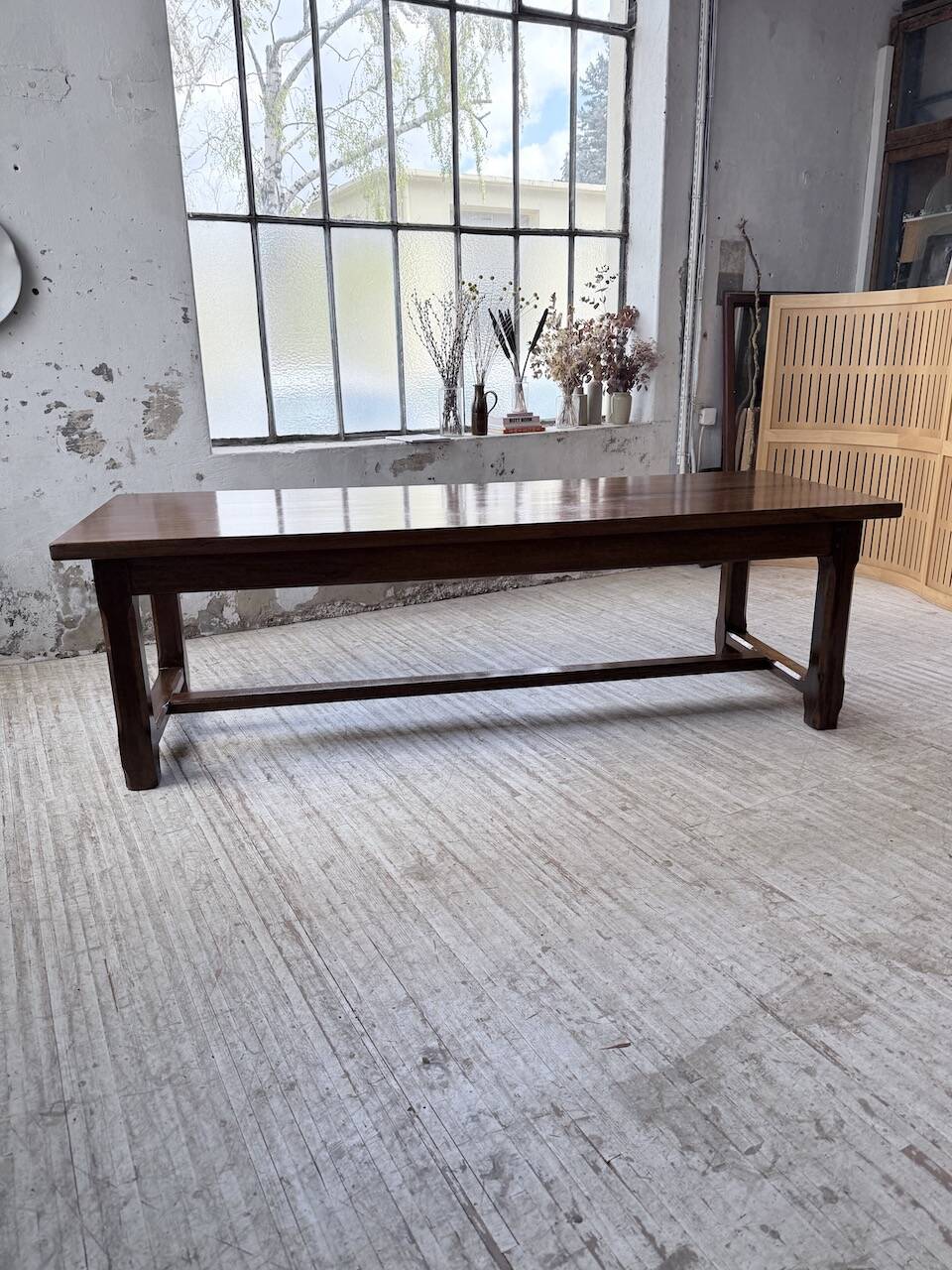 Table de ferme campagne noyer massif XL 250cm