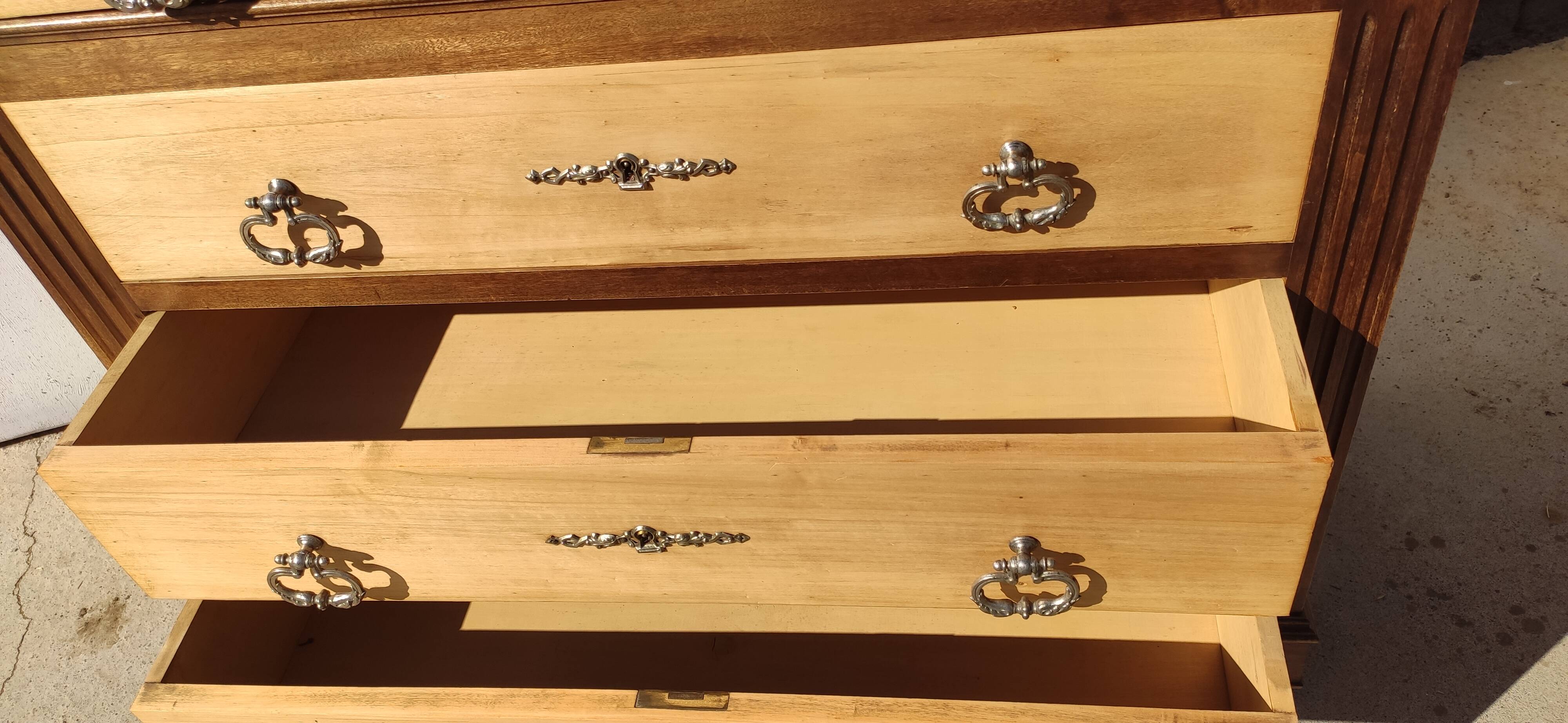 Old chest of drawers, white marble top.