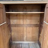 Small antique wardrobe in solid pitch pine.