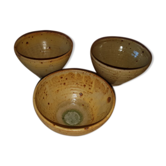 3 vintage enamelled stoneware bowls