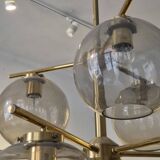 Holger Johansson, brass and grey glass chandelier, The Modern Scandinavian