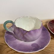 Pair of Art Nouveau barbotine lunches signed Lunéville