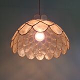 Suspension vintage en nacre de capiz, années 70