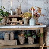 Îlot de cuisine en bois – Plateau zinc finition brute