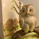 Pair of owl Japanese ceramic book greenhouses, 1980