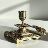 Bougeoir à main bronze massif à motifs
