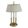 French vintage brass three-light boulotte style table lamp with cream pleated shade 5056.