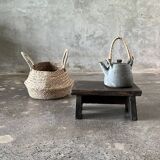 Small stool, side stool in old teak, footrest