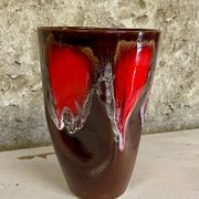 Large Vallauris vase no. 270 – brown glaze with red drips – vintage