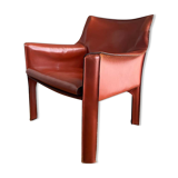 Cognac leather Cab lounge chair by Mario Bellini, 1970s
