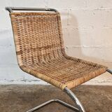 Ensemble de 4 chaises mr10 en rotin de mies van der rohe