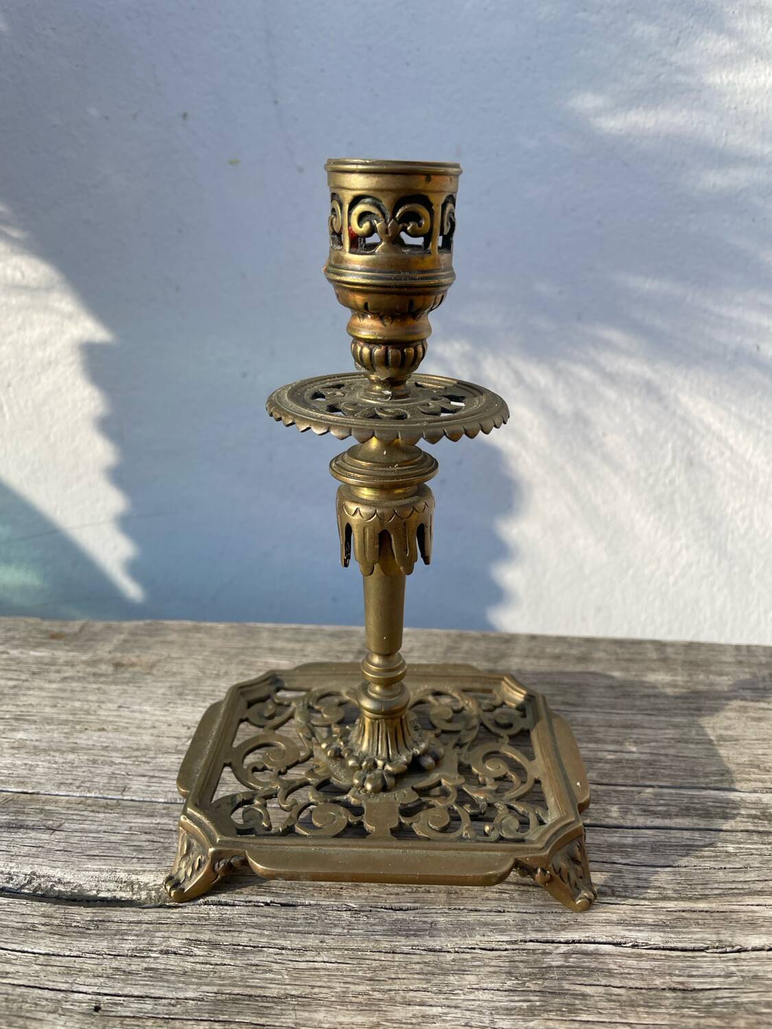 3 antique candlesticks in gold and silver metal