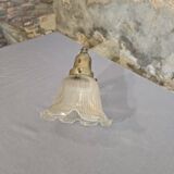 Holophane glass and brass suspension