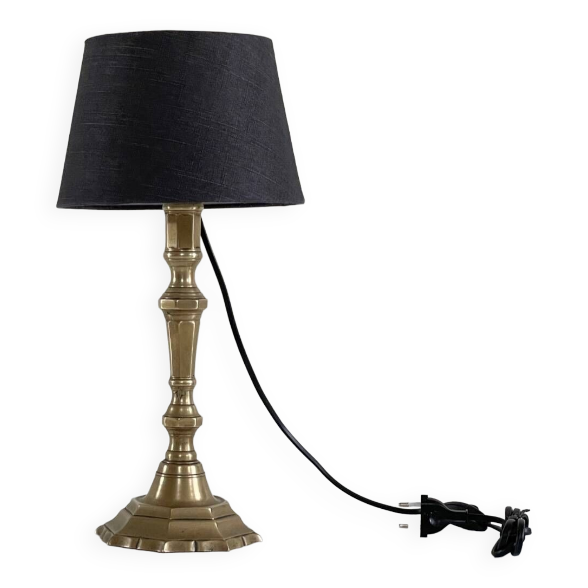 Lampe chic laiton massif et tissu vintage
