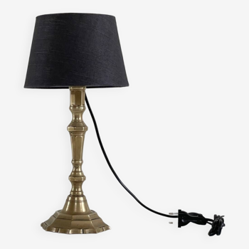 Chic solid brass lamp and vintage fabric