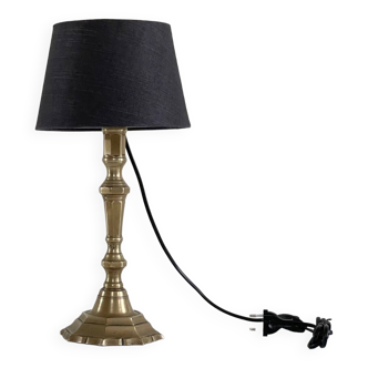 Lampe chic laiton massif et tissu vintage