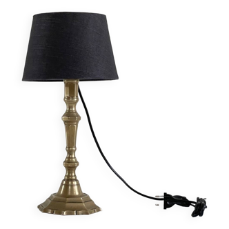 Chic solid brass lamp and vintage fabric