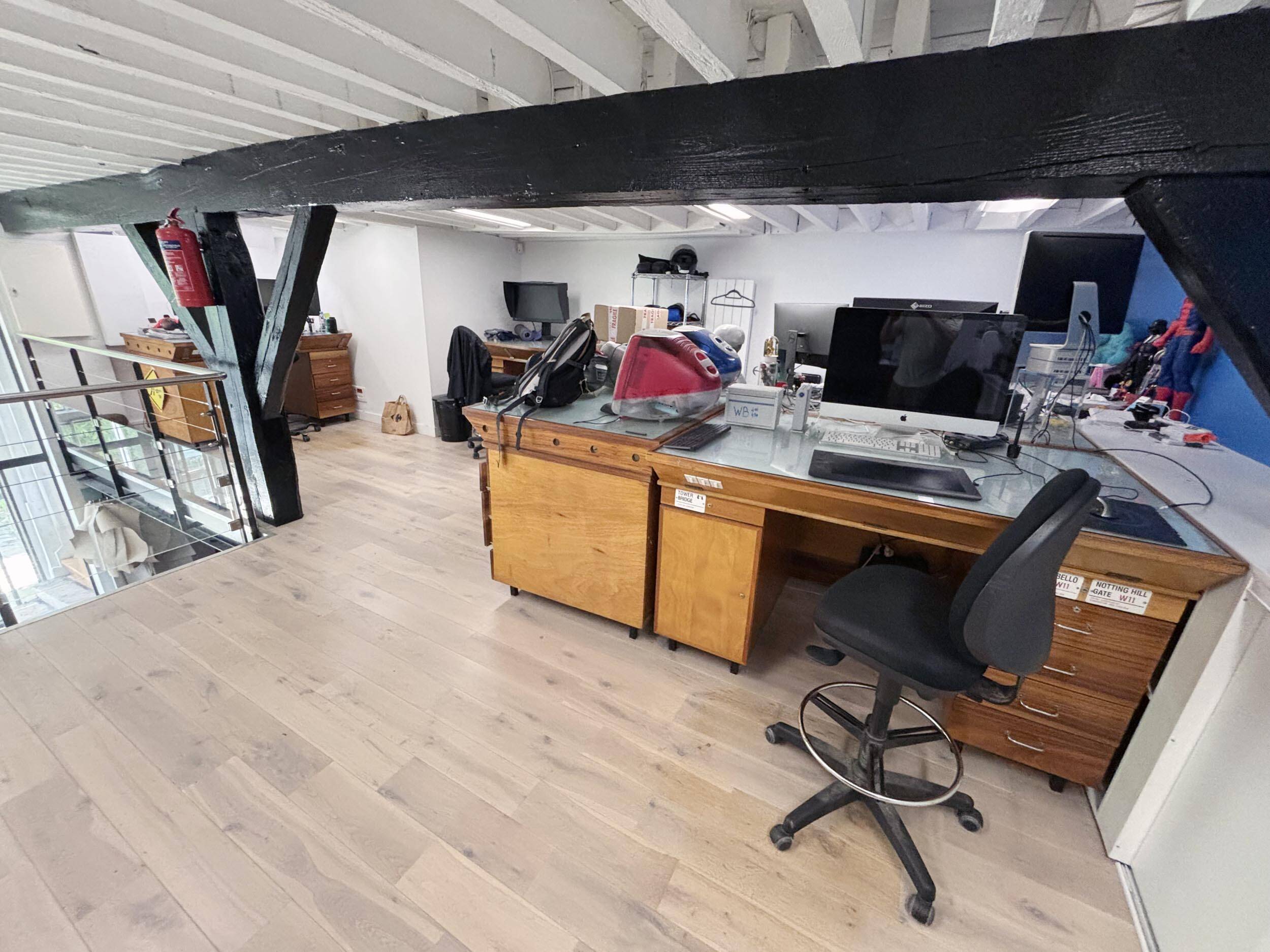 Solid wood desk with light table