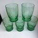Set of 5 green art deco water glasses 30s-40s