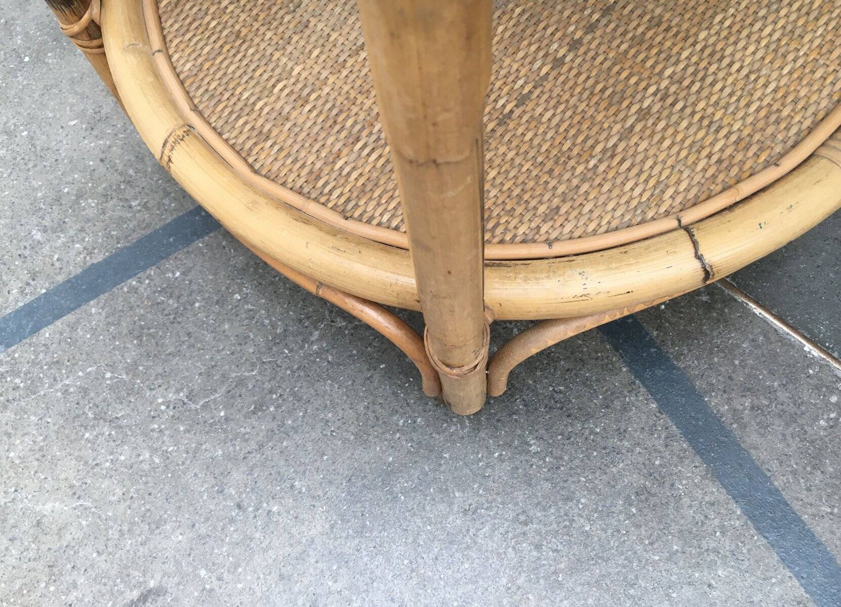 Vintage service dessert in Italian rattan and bamboo by Dal Vera.