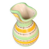 Green and yellow glazed ceramic vase, vintage pattern and design 1950/60