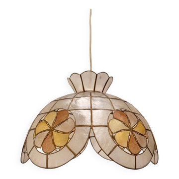 Mother-of-pearl and brass pendant "Frangipane"