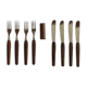 Set of 8 dessert cutlery, teak, 1960