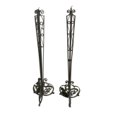 Paire de pieds de lampe en fer forgé