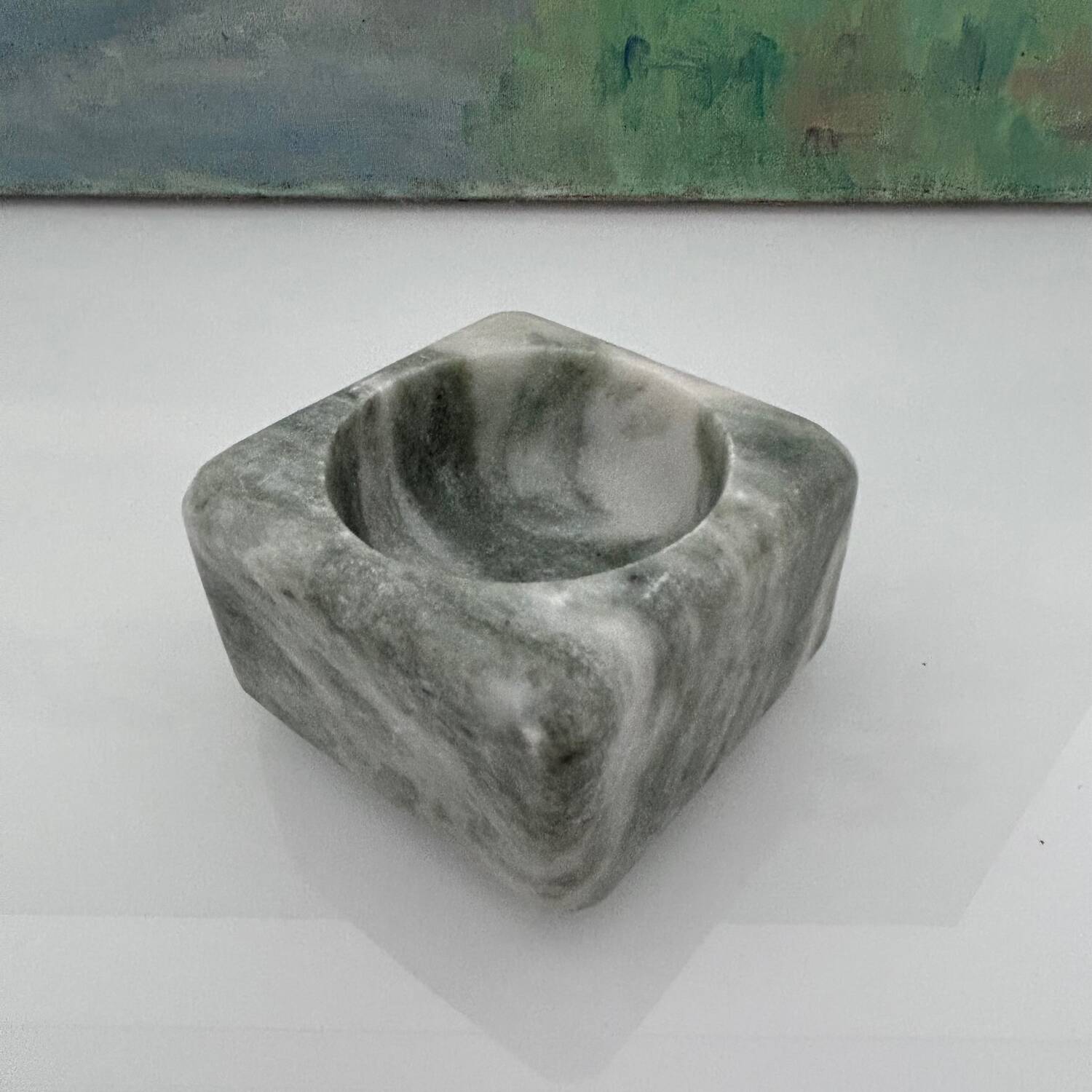Green marble salt pot