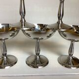 6 footed bowls with a silver metal ice frieze