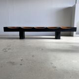 Huge 5-seater bench in two-tone solid wood