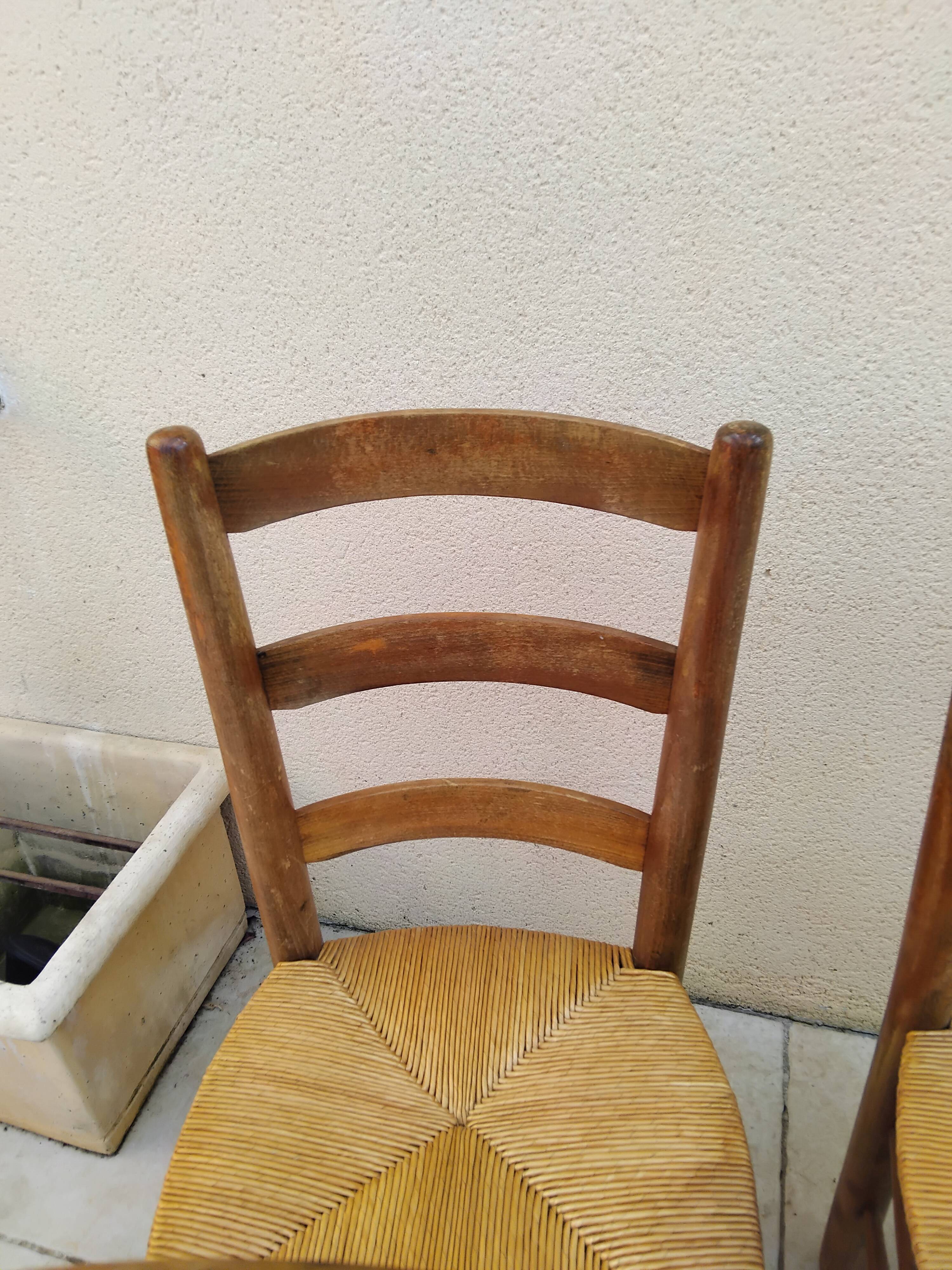 4 vintage straw chairs