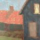 Vintage village landscape painting – Oil on canvas signed – 1960s-70s