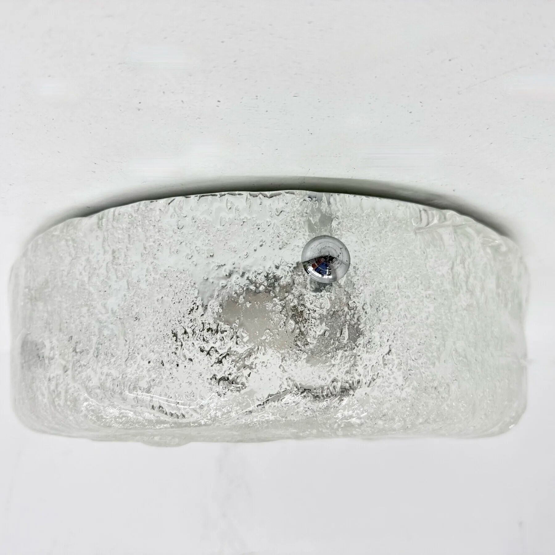 Mid-century Hillebrand iced glass ceiling lamp, 1970s
