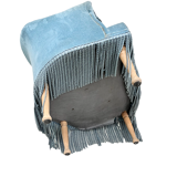Toad armchair with vintage velvet blue fringe