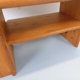 Vintage oval rectangular modernist coffee table in solid pine from the years.