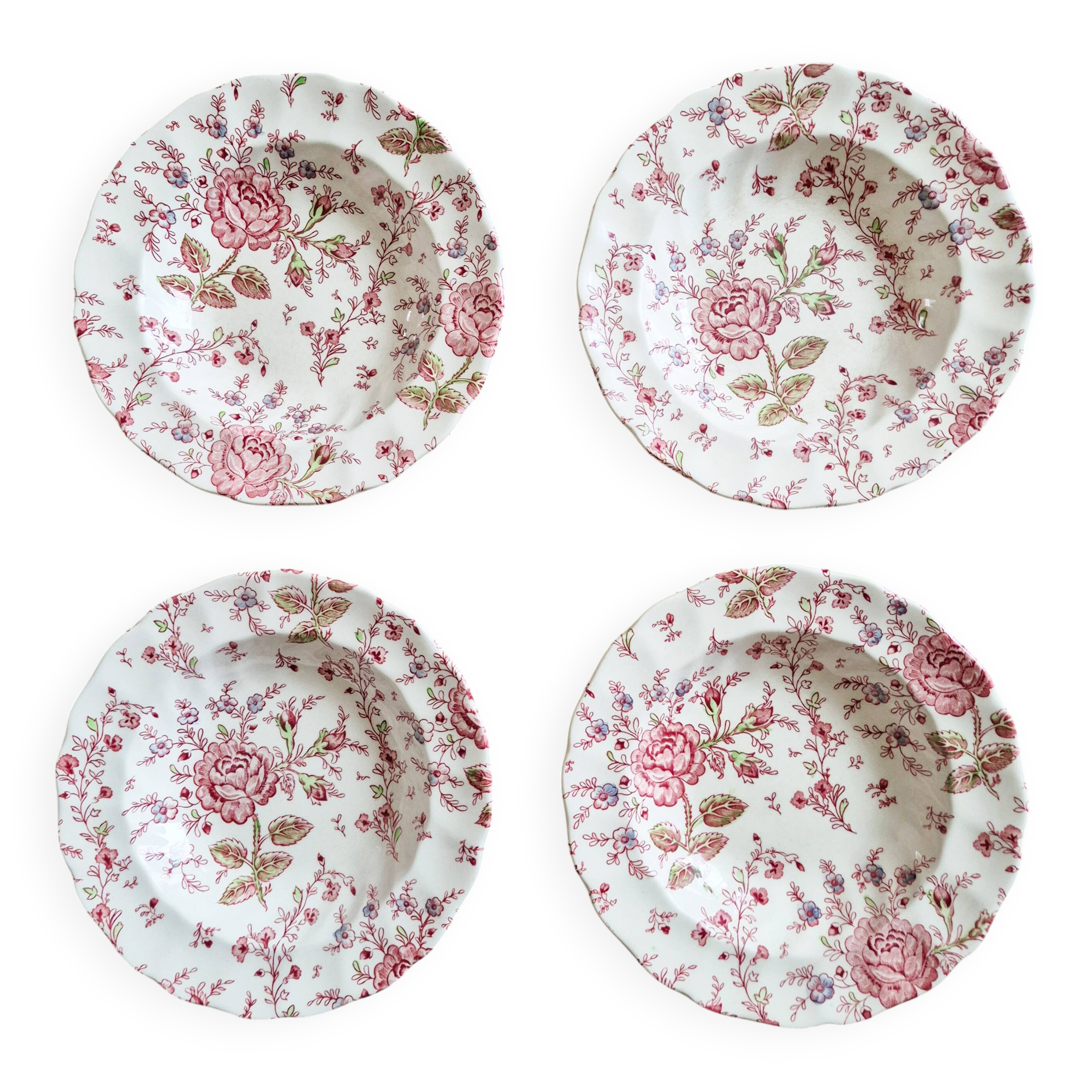 Deep plates (4) Johnson Brothers Rose chintz - Johnson Bros