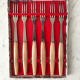 Set of 6 forks with three peaks in Bakelite 60s