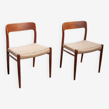 2x Chaise de salle à manger Niels O. Møller en teck Modèle 75, années 1960 Danemark