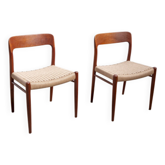 2x Niels O. Møller dining chair in teak Model 75, 1960s Denmark